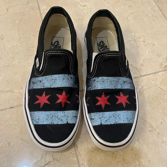 Limited Edition Vans Off the Wall slip-ons Chicago Flag - Picture 4 of 8